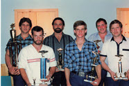 Image - Photograph - Ken MacKenzie, Roger Lounsbury, Ken Crosthwaite, Brian Bernard, Terry McRobbie, Keith Harnish, River Glade Speedway Awards Banquet 1987
