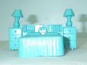 Image - Lit double avec 2 tables de chevet (bleu) 11cmX9cmX6cm(h)