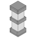 Long vertical column cushion design indicating top, front, right, height, width, depth, dimension a and design parameter n